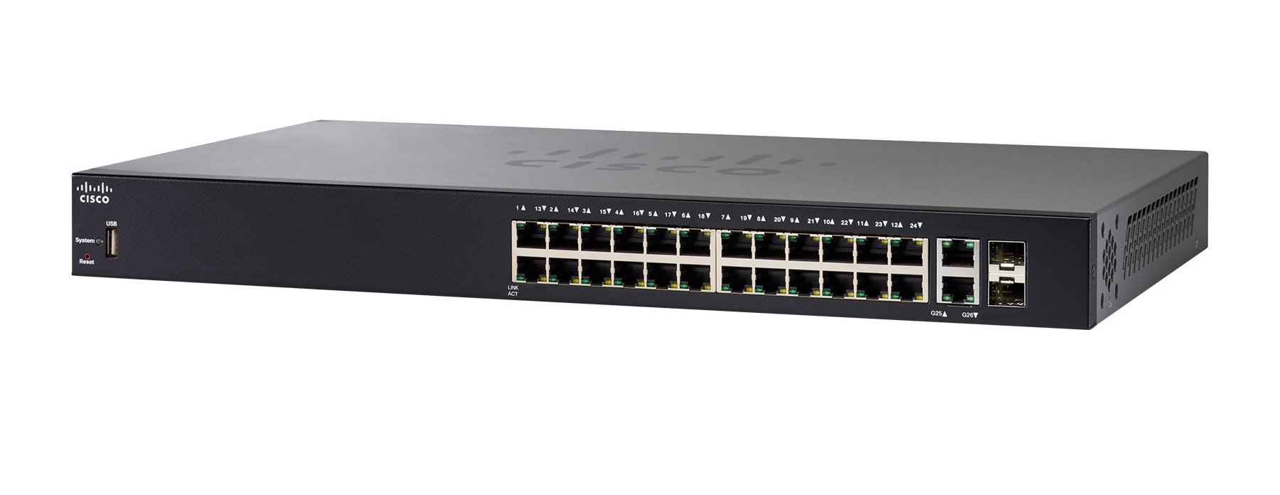 Cisco SG250X-24 Managed L2/L3 Gigabit Ethernet (10/100/1000) 1U Black